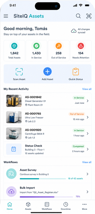 SiteIQ Assets on a phone in the field